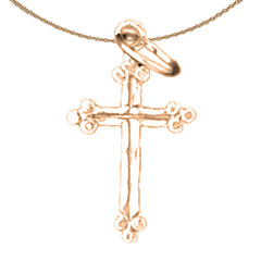 14K or 18K Gold Budded Cross Pendant