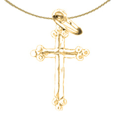 14K or 18K Gold Budded Cross Pendant