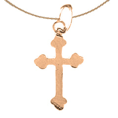 14K or 18K Gold Budded Cross Pendant