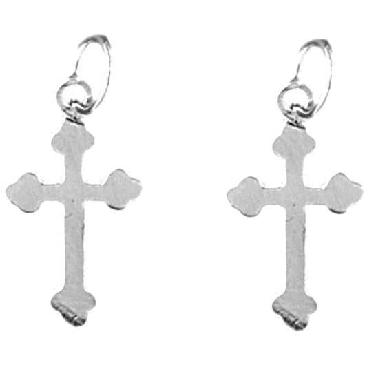 Sterling Silver 20mm Budded Cross Earrings