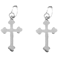 Sterling Silver 20mm Budded Cross Earrings