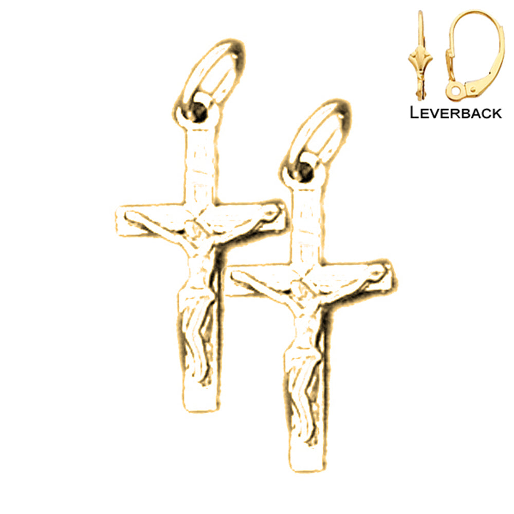 Pendientes de Crucifijo Latino de Oro de 14K o 18K