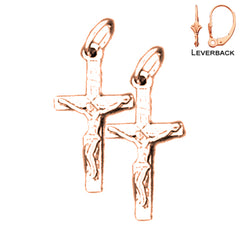 Pendientes de Crucifijo Latino de Oro de 14K o 18K