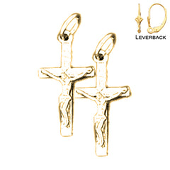 14K or 18K Gold Latin Crucifix Earrings