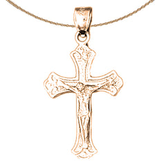 14K or 18K Gold Budded Crucifix Pendant