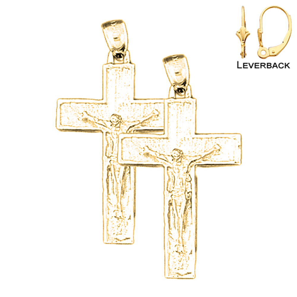 Pendientes de Crucifijo Latino de Oro de 14K o 18K