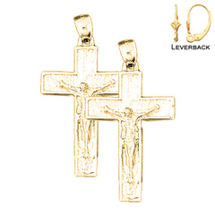 Pendientes de Crucifijo Latino de Oro de 14K o 18K