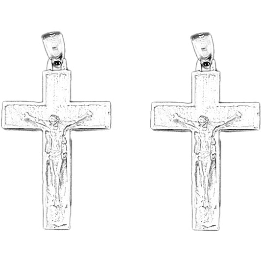 14K or 18K Gold 36mm Latin Crucifix Earrings