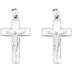 14K or 18K Gold 36mm Latin Crucifix Earrings