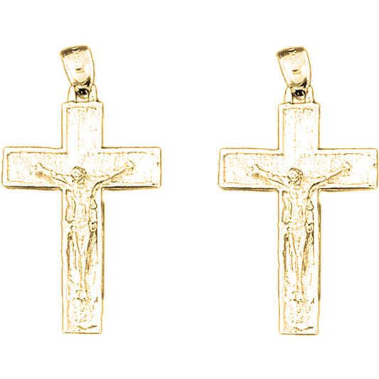 14K or 18K Gold 36mm Latin Crucifix Earrings