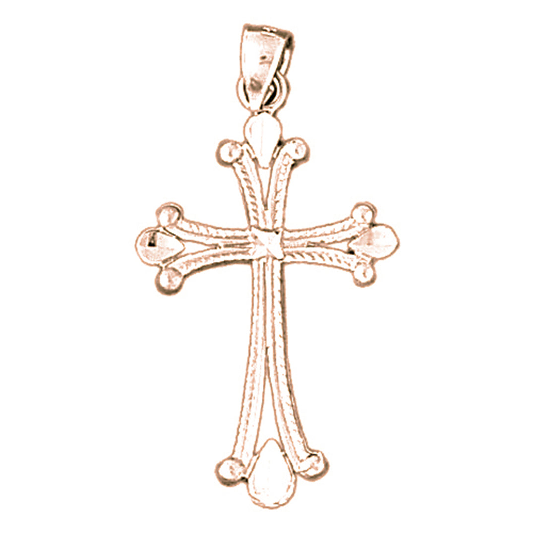 14K or 18K Gold Budded Cross Pendant