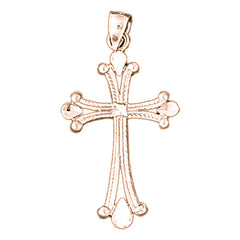 14K or 18K Gold Budded Cross Pendant