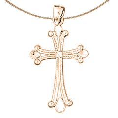 14K or 18K Gold Budded Cross Pendant