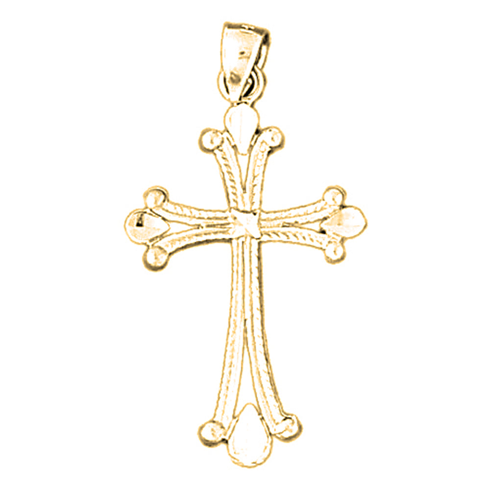 14K or 18K Gold Budded Cross Pendant