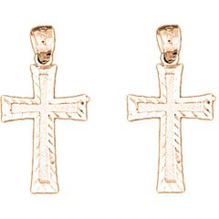 14K or 18K Gold 24mm Latin Cross Earrings