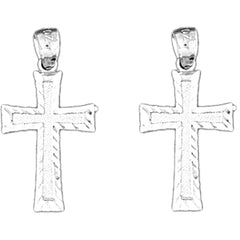 Sterling Silver 24mm Latin Cross Earrings