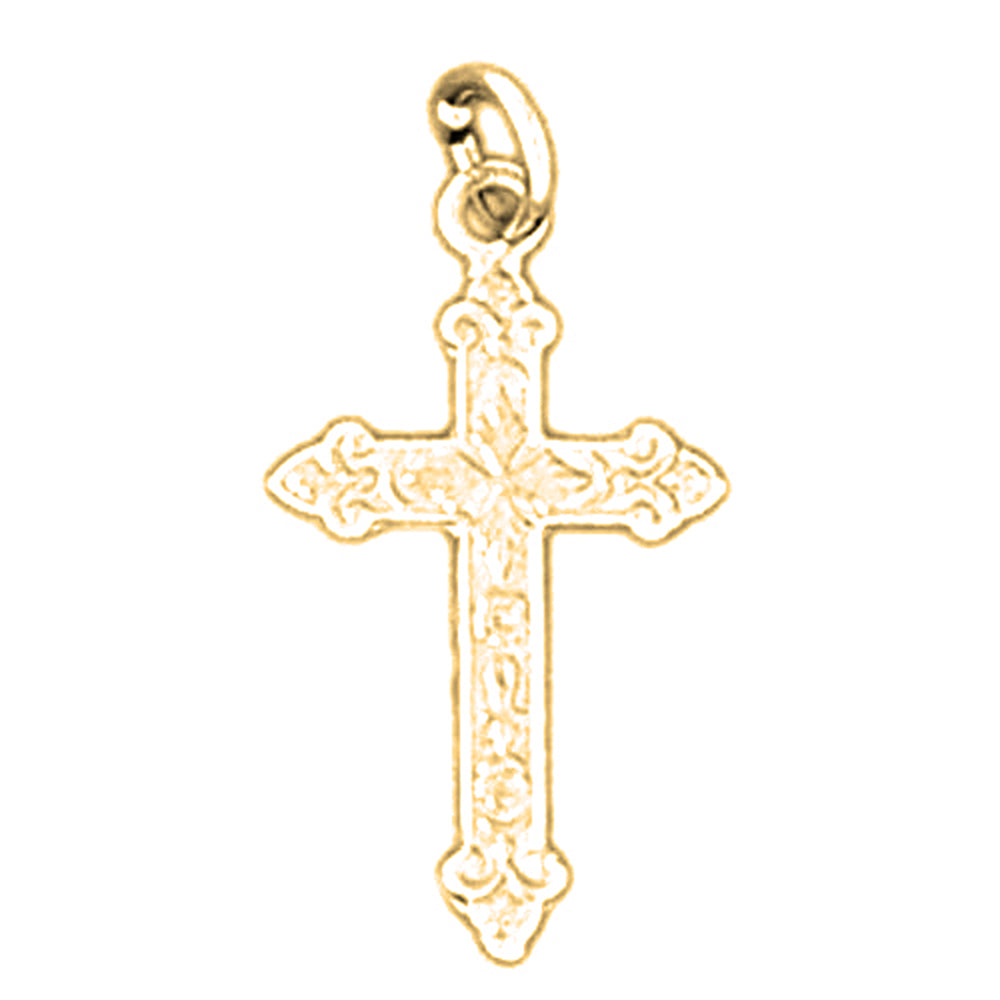 14K or 18K Gold Budded Cross Pendant