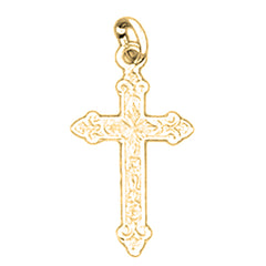 14K or 18K Gold Budded Cross Pendant