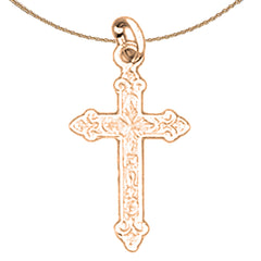 14K or 18K Gold Budded Cross Pendant