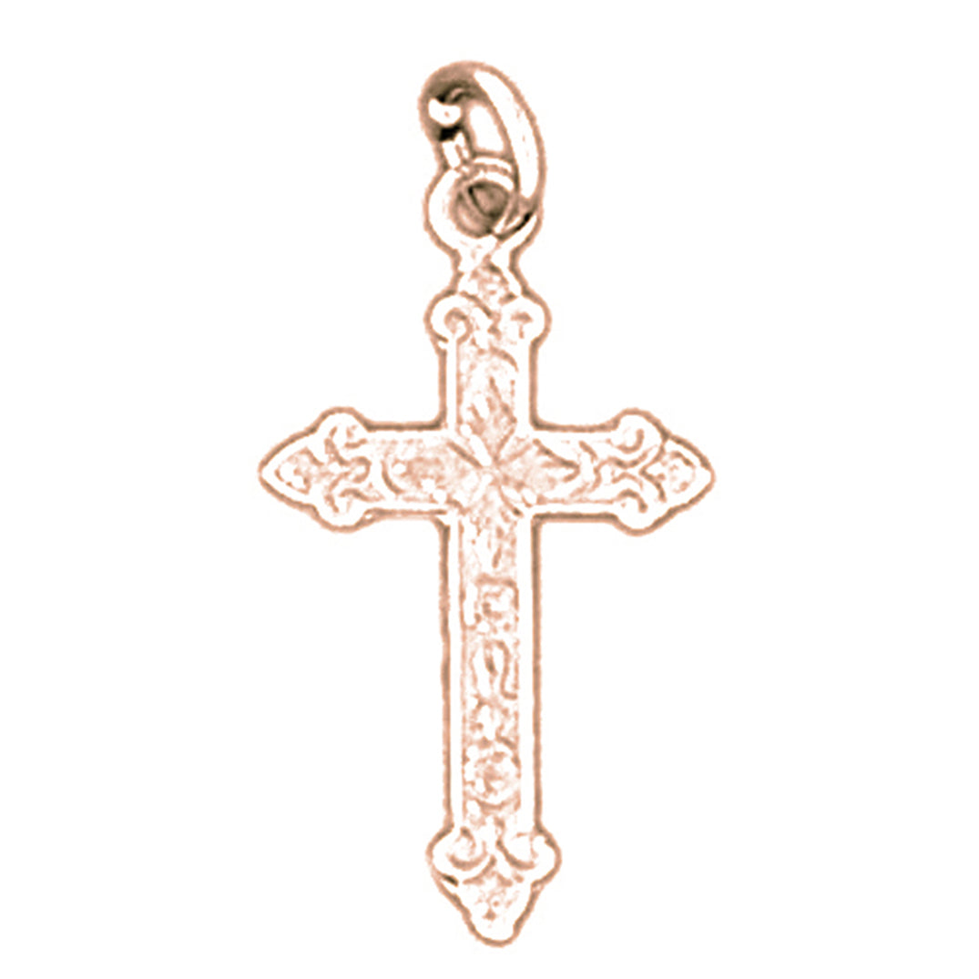 14K or 18K Gold Budded Cross Pendant