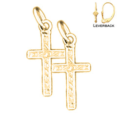 Sterling Silver 17mm Latin Cross Earrings (White or Yellow Gold Plated)