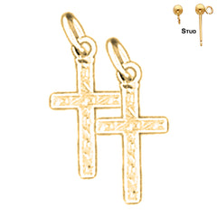 Sterling Silver 17mm Latin Cross Earrings (White or Yellow Gold Plated)