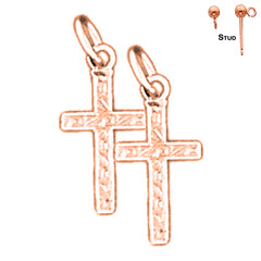 14K or 18K Gold Latin Cross Earrings