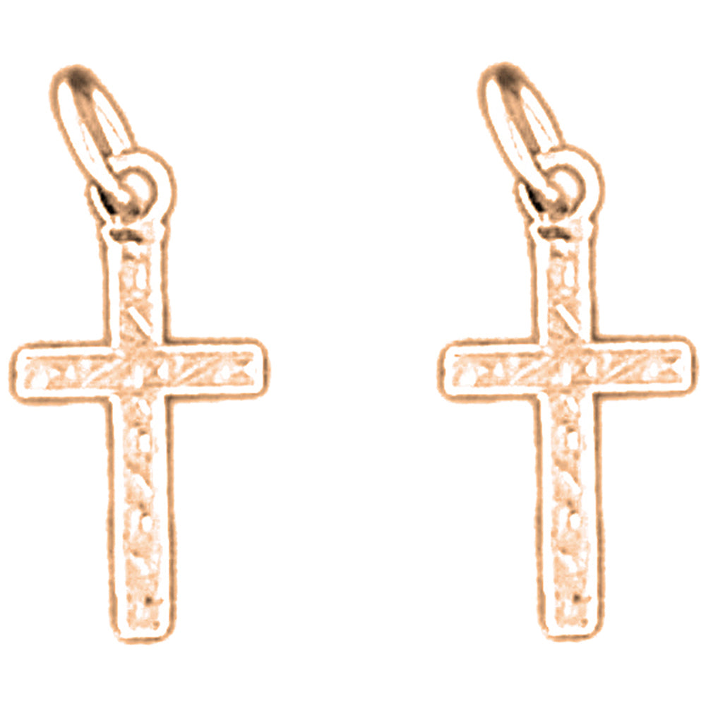 14K or 18K Gold 17mm Latin Cross Earrings