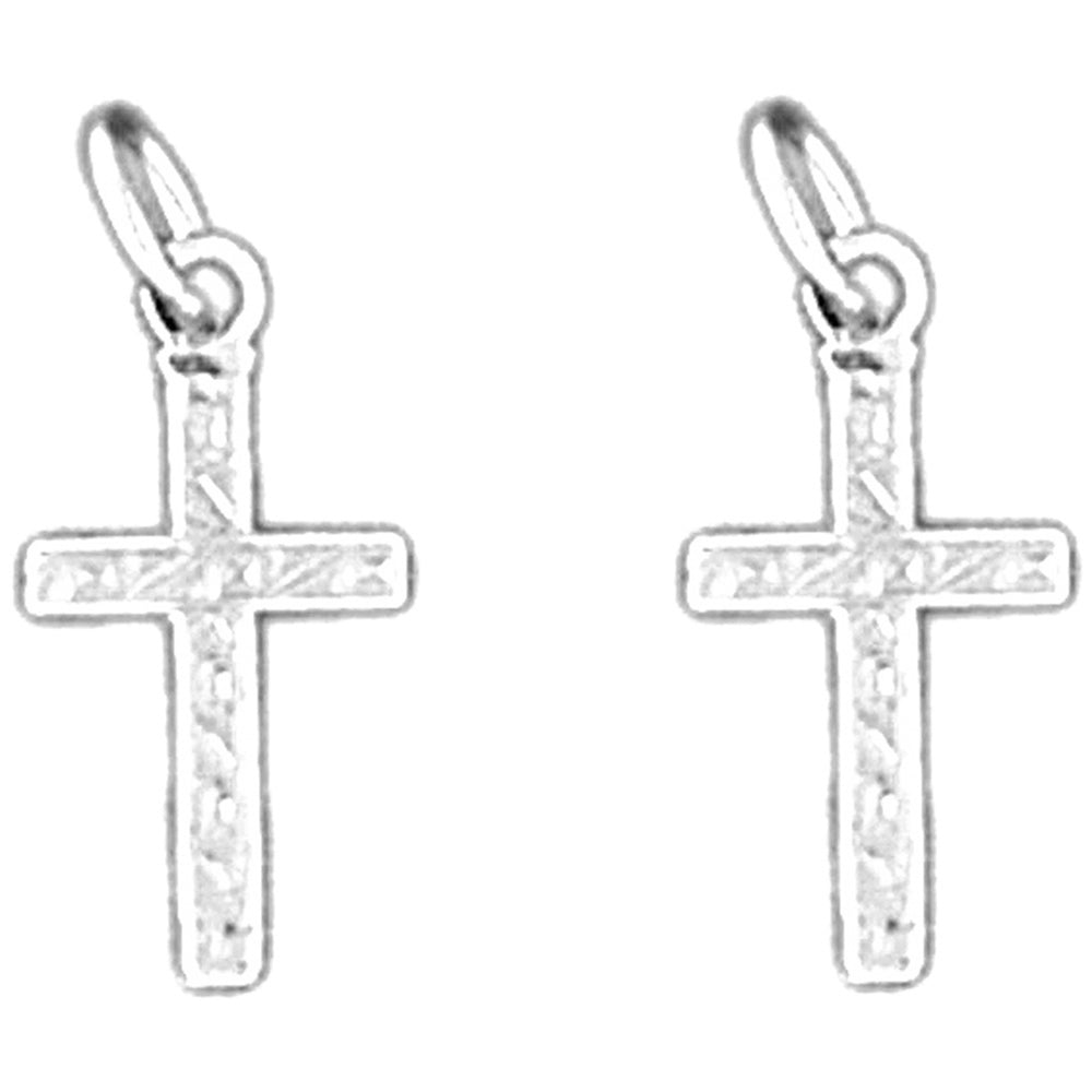 14K or 18K Gold 17mm Latin Cross Earrings