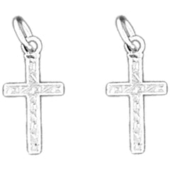 Sterling Silver 17mm Latin Cross Earrings