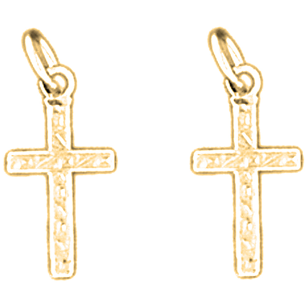 14K or 18K Gold 17mm Latin Cross Earrings