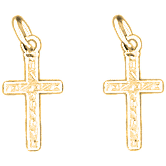 14K or 18K Gold 17mm Latin Cross Earrings