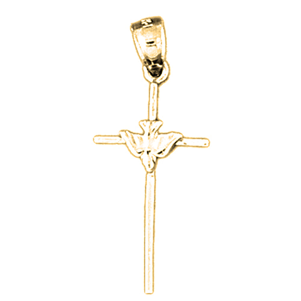 14K or 18K Gold Dove and Cross Pendant