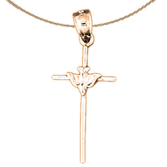 14K or 18K Gold Dove and Cross Pendant