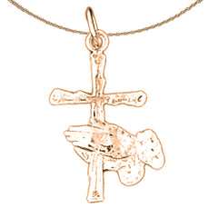 14K or 18K Gold Praying Hands and Cross Pendant