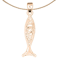 Colgante de pez Ichthus "Jesús" de oro de 14K o 18K