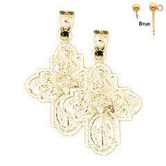 14K or 18K Gold Four Way Medal Cross Earrings