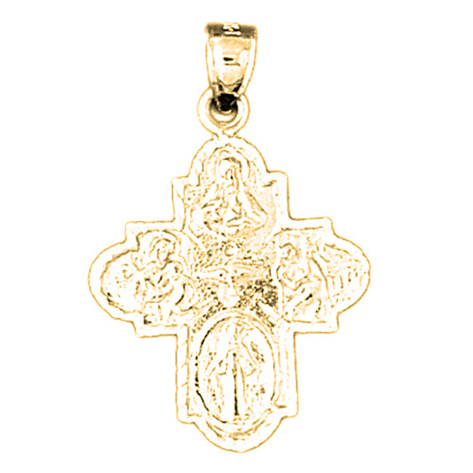 14K or 18K Gold Four Way Medal Cross Pendant