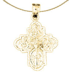 14K or 18K Gold Four Way Medal Cross Pendant