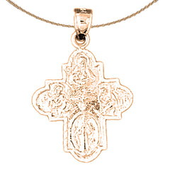 14K or 18K Gold Four Way Medal Cross Pendant