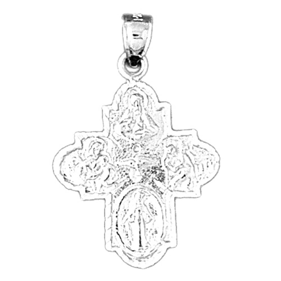 14K or 18K Gold Four Way Medal Cross Pendant