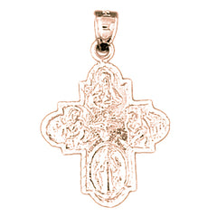 14K or 18K Gold Four Way Medal Cross Pendant