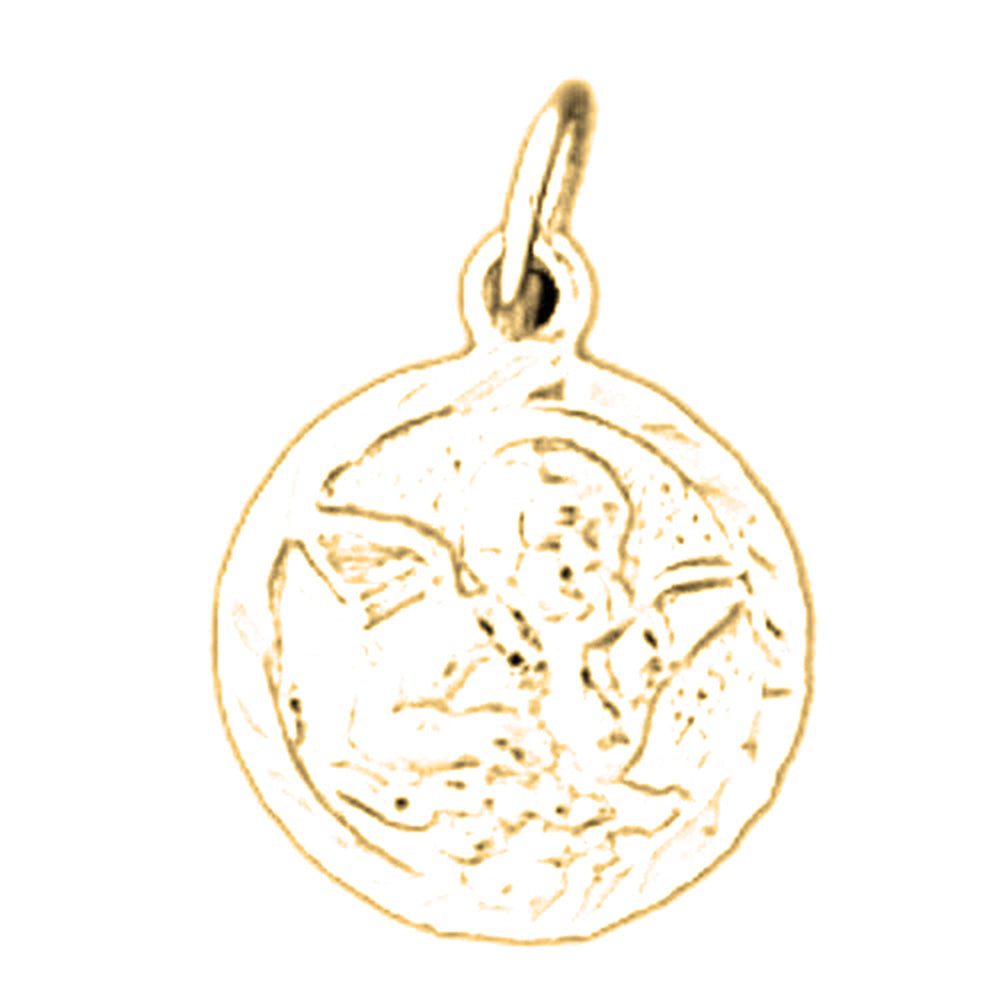 14K or 18K Gold Angel Coin Pendant