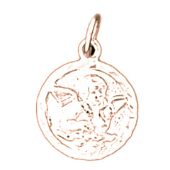 14K or 18K Gold Angel Coin Pendant