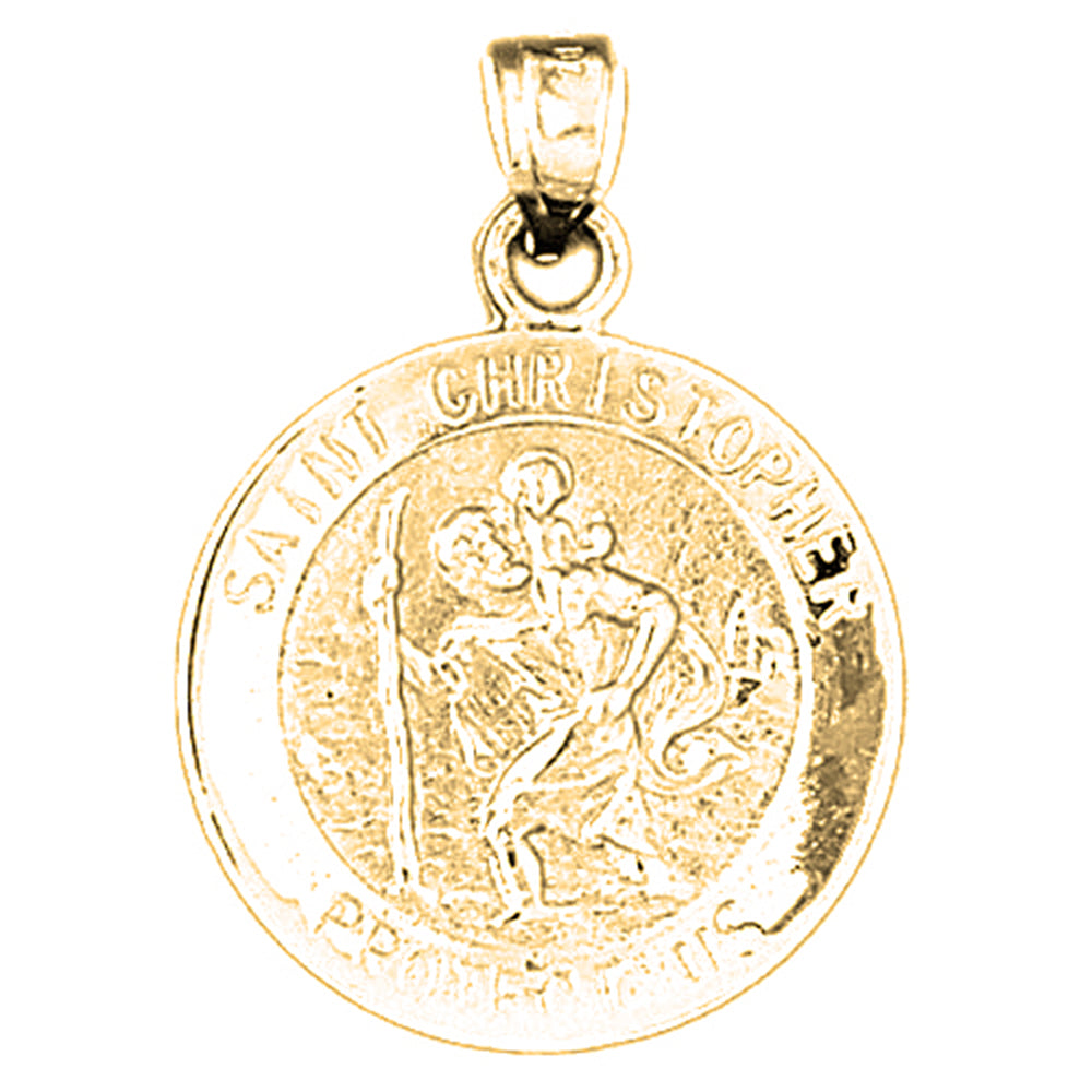 14K or 18K Gold Saint Christopher Coin Pendant