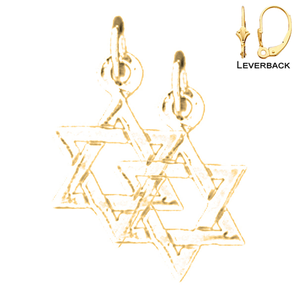 14K or 18K Gold Star of David Earrings