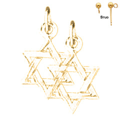 Sterling Silver 18mm Star of David Earrings (White or Yellow Gold Plated)
