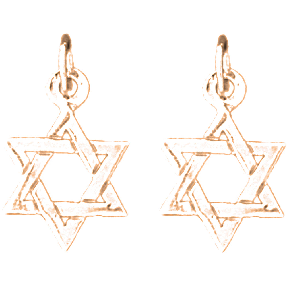 14K or 18K Gold 18mm Star of David Earrings