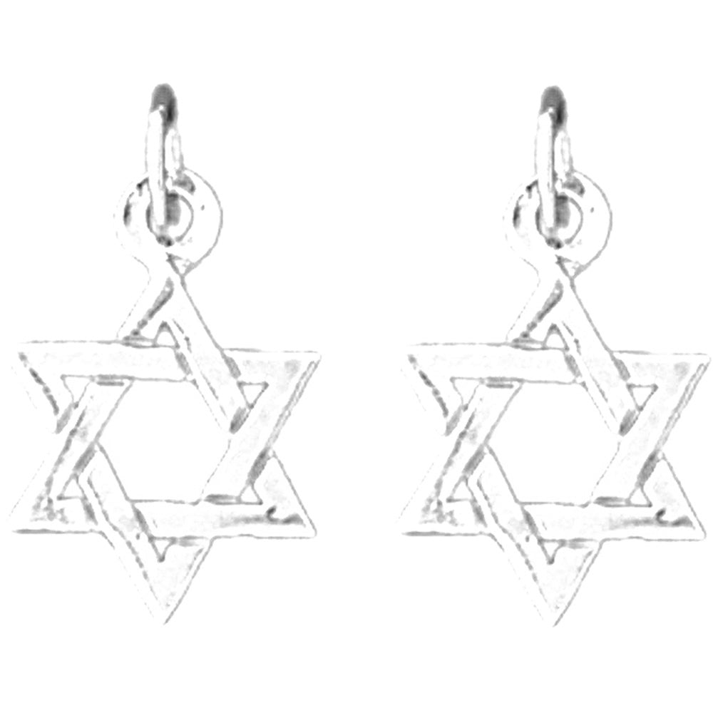 Sterling Silver 18mm Star of David Earrings