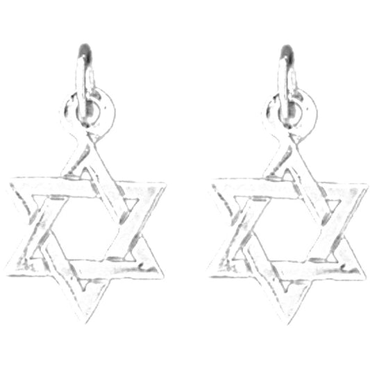 Sterling Silver 18mm Star of David Earrings